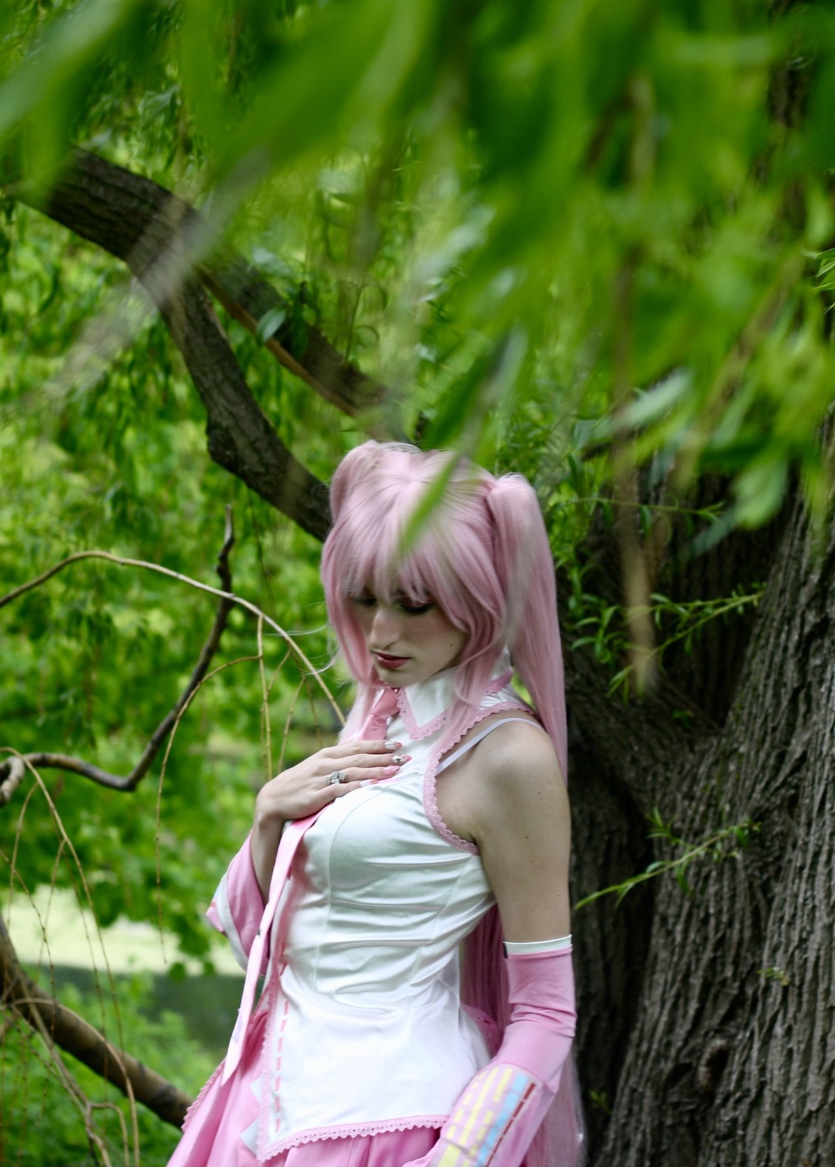 Cosplay against tree